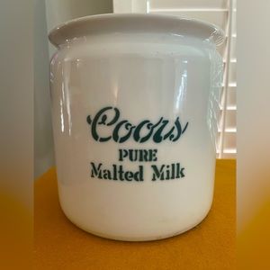 COORS MALTED MILK GLASS CANISTER - 1920's 1930's